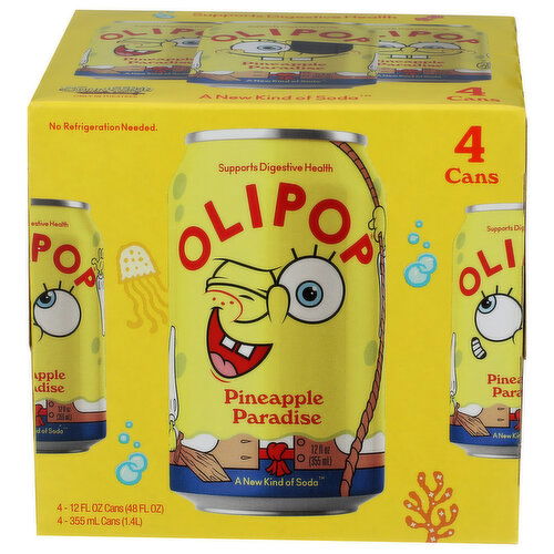 Olipop Spongebob Pinapple Paradise - 12 Fluid Ounce - 4 Count