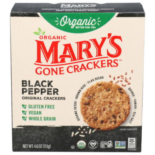 MARY's Gone Crackers Black Pepper Original - 4 Ounce