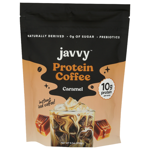 Javvy Coffee Caramel Powder Instant Iced With Premium Whey Protein & No Added Sugar - 9 Ounce Image 1 of 4