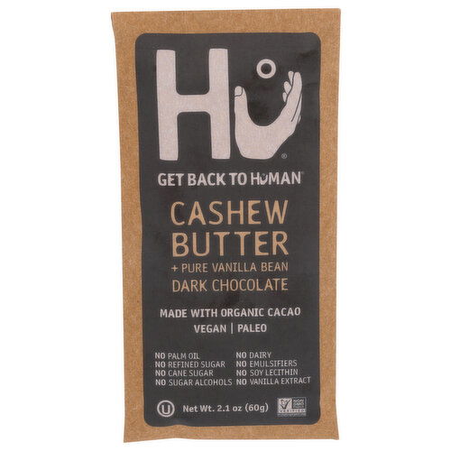 Hu Dark Chocolate Bar Cashew Butter + Pure Vanilla Bean - 2.1 Ounce
