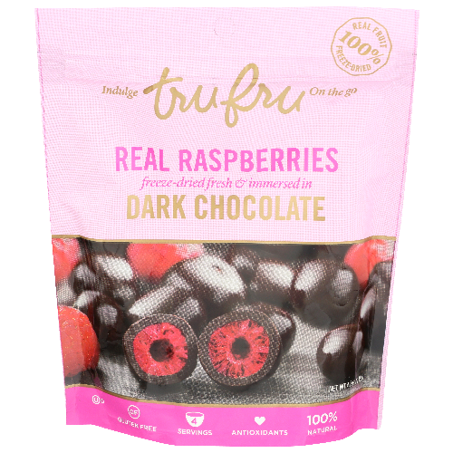 TRU FRU Freeze-Dried Fruit Real Raspberries In Dark Chocolate - 4.2 Ounce
