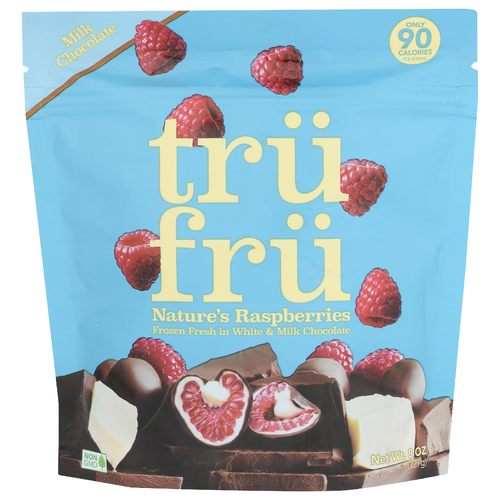 Trufru White & Milk Chocolate Frozen Raspberries - 8 Ounce