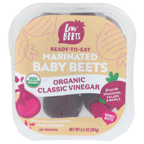 Love Beets Beets, Vinegar Organic Classic Cooked, Marinated Baby Cooked - 6.5 Ounce