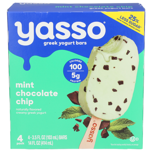 Yasso Mint Chocolate Chip Bars Frozen Greek Yogurt, 4 Pack - 3.5 Fluid Ounce - 4 Count