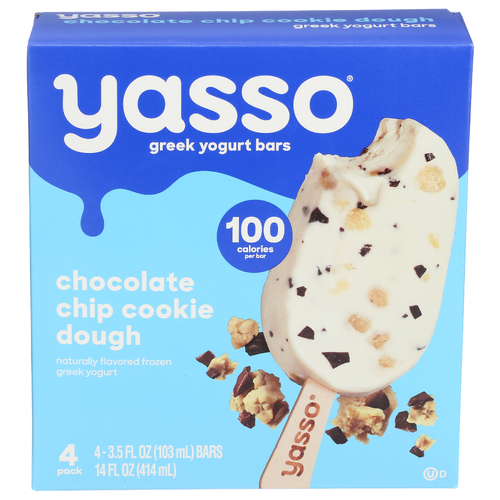 Yasso Chocolate Chip Cookie Dough Bars Frozen Greek Yogurt, 4 Pack - 3.5 Fluid Ounce - 4 Count