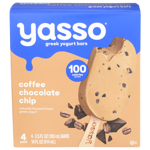 Yasso Coffee Chocolate Chip Bars Frozen Greek Yogurt, 4 Pack - 3.5 Fluid Ounce - 4 Count