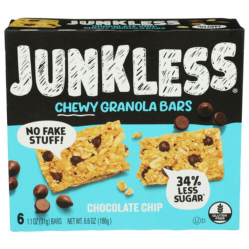 Junkless Chocolate Chip Chewy Granola Bar - 1.1 Ounce - 6 Count