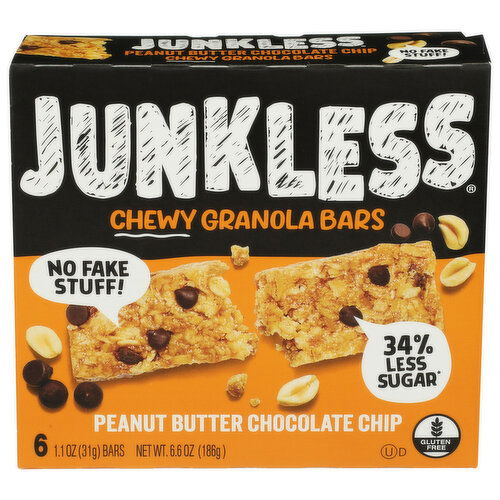 Junkless Peanut Butter Chocolate Chip Chewy Granola Bar - 1.1 Ounce - 6 Count