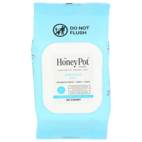 The Honey Pot Company Sensitive Intimate Wipes Blue Package - 30 Count