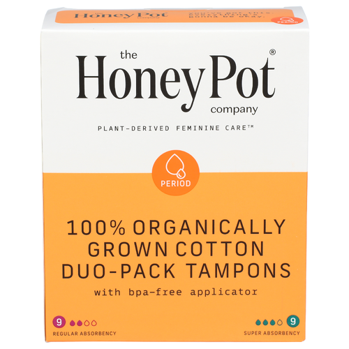 The Honey Pot Company Duo Pack Organic Cotton Bpa Free Applicator Tampon - 1 Each