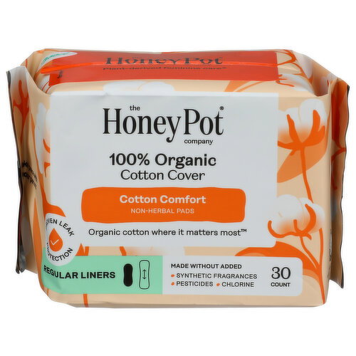 The Honey Pot Company 100% Organic Cotton Comfort Cover Pantiliners - 30 Count