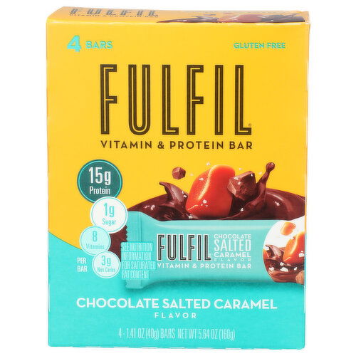 FULFIL Chocolate Salted Caramel Flavor Vitamin & Protein Standard Bar 4-Pack - 1.41 Ounce - 4 Count