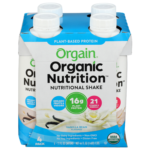 ORGAIN Plant-Based Organic Nutrition Shake Sweet Vanilla Bean 4-Pack - 11 Fluid Ounce - 4 Count