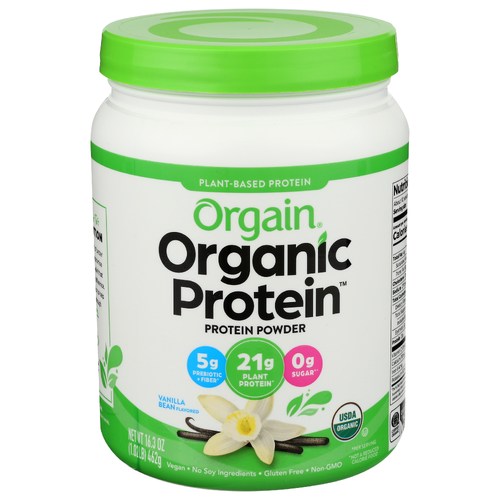 Orgain Vanilla Organic Protein Powder Plant Based Sweet Lb Bean - 16.3 Ounce
