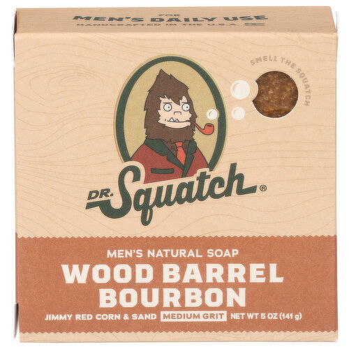 DR. SQUATCH Wood Barrel Bourbon Medium Grit Men's Natural Bar Soap - 5 Ounce