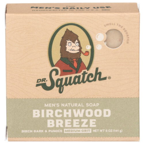 DR. Squatch Birchwood Breeze Medium Grit Men's Natural Bar Soap - 5 Ounce