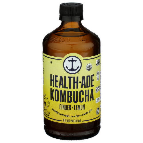 HEALTH-ADE Ginger Lemon Kombucha - 16 Fluid Ounce