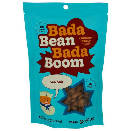 Bada Bean Bada Boom Salty Sea Salt Crunchy Snack Broad Beans - 4.5 Ounce
