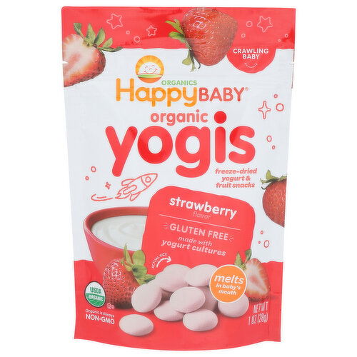 Happy Baby Organic Yogis Freeze Dried Yogurt & Fruit Snacks Strawberry - 1 Ounce