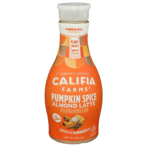 Califia Farms Pumpkin Spice Limited Edition Cold Brew Coffee With Almond Milk - 48 Fluid Ounce