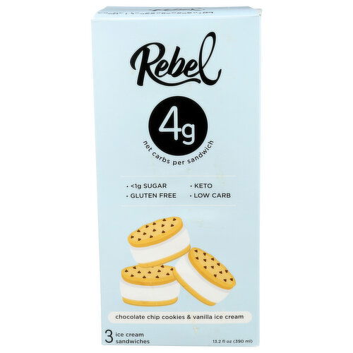 REBEL Ice Cream Snwch Choc Vnla - 4.4 Fluid Ounce - 3 Count