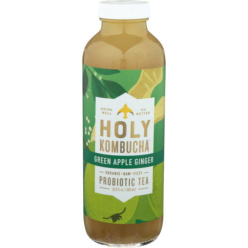 Holy Kombucha Tea Green Apple Ginger - 16.9 Fluid Ounce