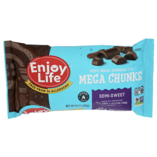 Enjoy Life Chocolate Gluten Free Baking Chunks Semi-Sweet Mega - 10 Ounce