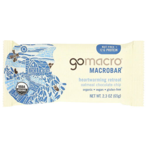 GOMACRO Oatmeal Chocolate Chip Certified Usda Organic, Vegan, Gluten-Free Nutritional Bar Macrobar - 2.3 Ounce
