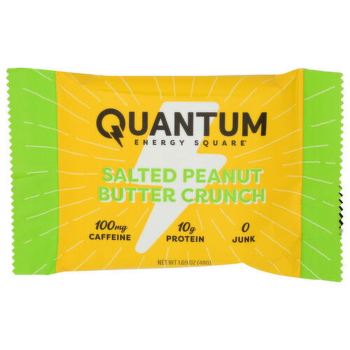 Quantum Energy Squares Peanut Butter Salted Crunch Soft Bar Coffee-Infused - 1.69 Ounce