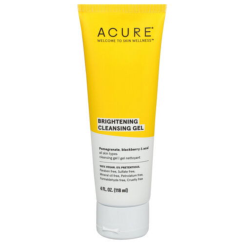 Acure Brightening Cleansing Gel With Pomegranate, Blackberry & Acai, For All Skin Types - 4 Fluid Ounce