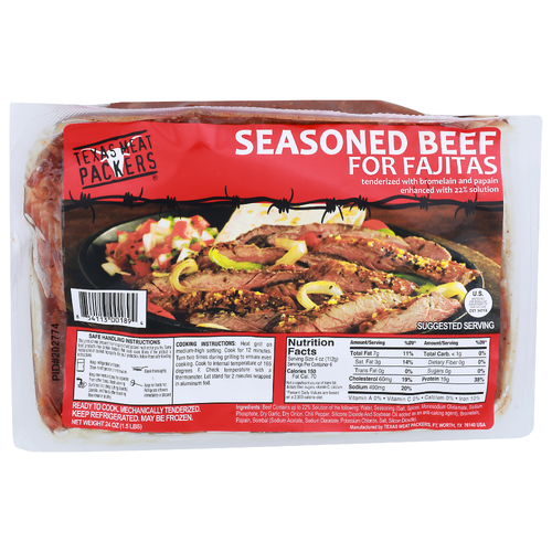 Texas Meat Packers For Fajitas Seasoned Beef - 24 Ounce
