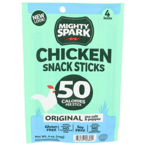 Mighty Spark Savory Original Sea Salt & Pepper Fully Cooked, Shelf Stable Chicken Snack Stick - 4 Ounce Image 1 of 4