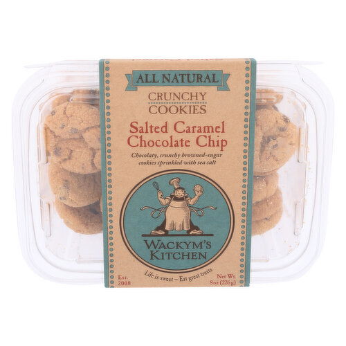 WACKYM'S KITCHEN Salted Caramel Chocolate Chip All-Natural Crunchy Cookies Sltd Crml Choc - 8 Ounce