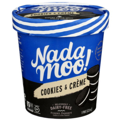 NADAMOO! Non Dairy Frozen Dessert Cookies And Crème - 1 Pint