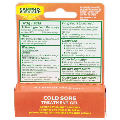 Campho Phenique With Aloe Cold Sore Treatment Gel - 0.23 Ounce