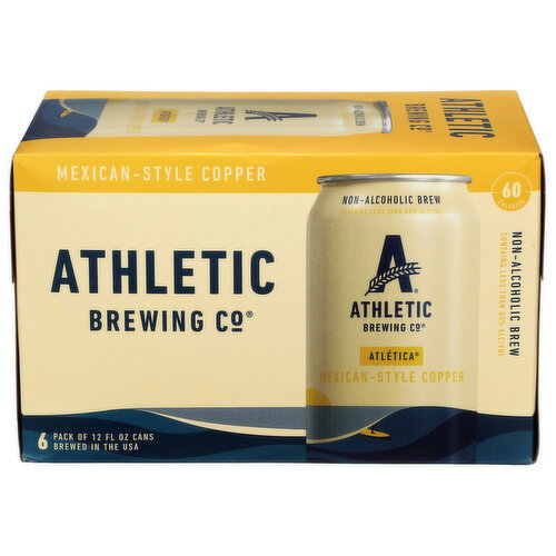 Athletic Brewing CO. Atletica Non-Alcoholic Beer Mexican Style Copper - 12 Fluid Ounce - 6 Count