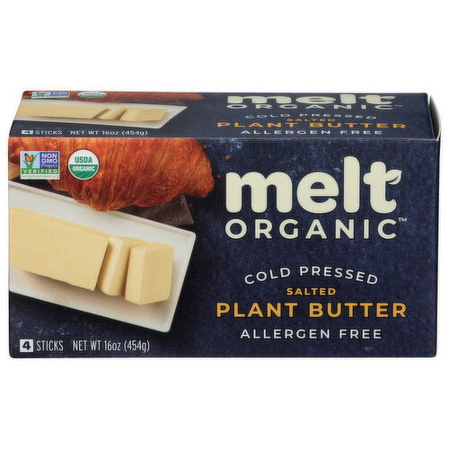 MELT ORGANIC Salted Butter Sticks Cold Spreadable Plant-Based - 4 Ounce - 4 Count