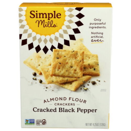 Simple Mills Cracked Black Pepper Almond Flour Crackers - 4.25 Ounce