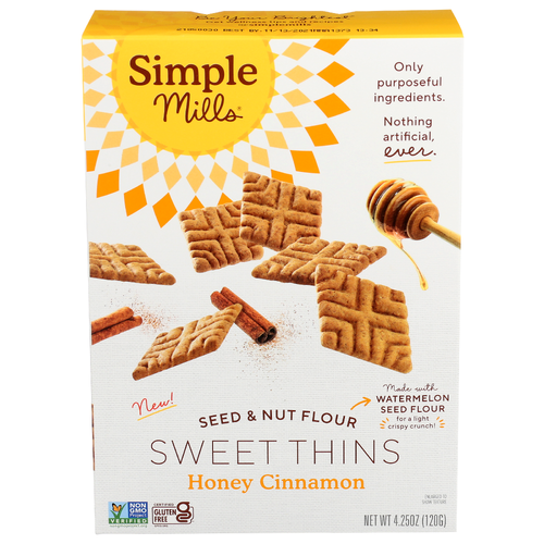 Simple Mills Honey Cinnamon Seed & Nut Flour Sweet Thins - 4.25 Ounce