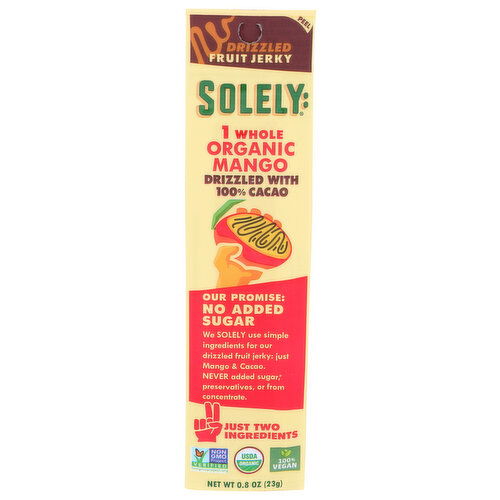 Solely:Organic Fruit Jerky Mango Drizzled With 100% Cacao - 0.8 Ounce