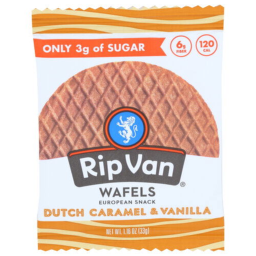 Rip Van Wafels Wafel Low Sugar Single Dutch Caramel & Vanilla - 1.16 Ounce
