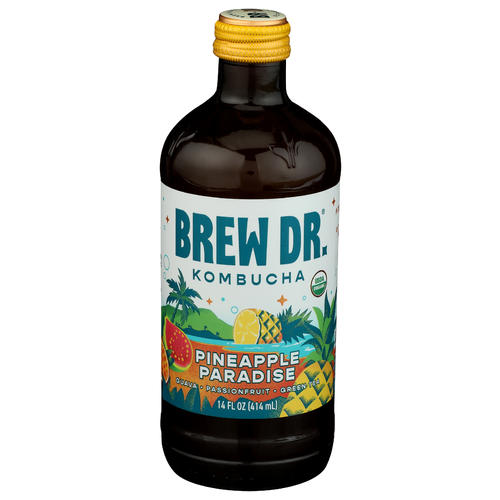 Brew DR. Kombucha Pineapple Sparkling Paradise Bottle - 14 Fluid Ounce