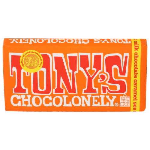 TONY's Chocolonely 32% Milk Chocolate Bar With Caramel And Sea Salt - 6.35 Ounce