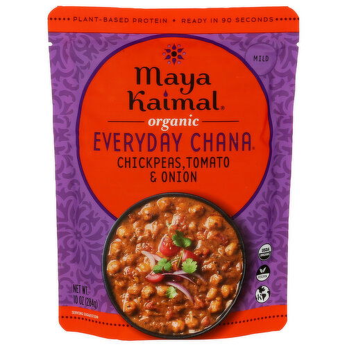 Maya Kaimal Foods Chickpeas, Tomato & Onion Pouch Organic Everyday Chana - 10 Ounce