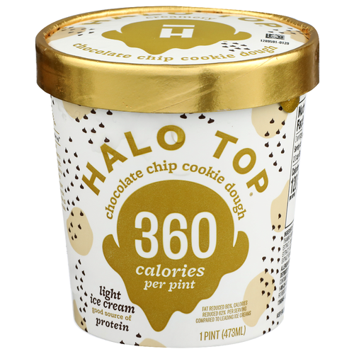 Halo Top Light Ice Cream Chocolate Chip Cookie Dough - 1 Pint