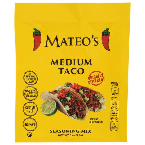 MATEO'S SALSA Medium Taco Packet - 1 Ounce