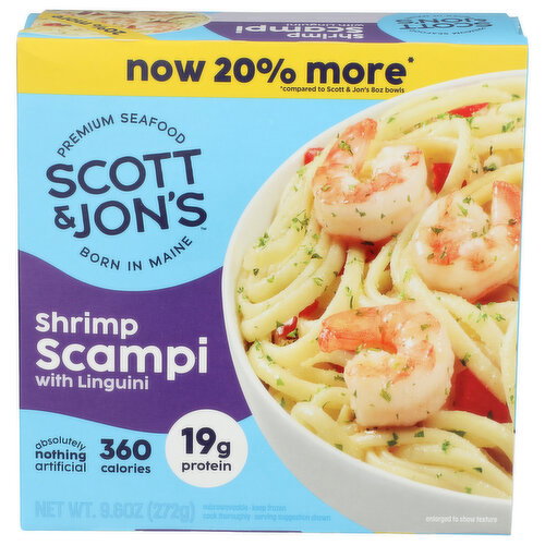 SCOTT & JON's Shrimp Scampi Frozen Pasta Bowl - 9.6 Ounce Image 1 of 4