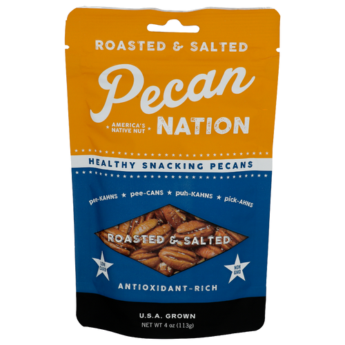 Pecan Nation Roasted & Salted Healthy Snacking Pecans - 4 Ounce