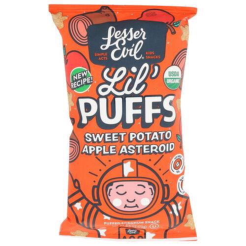 Lesserevil Sweet Potato Apple Puffed Stars Lil' Puffs Asteroid - 2.5 Ounce