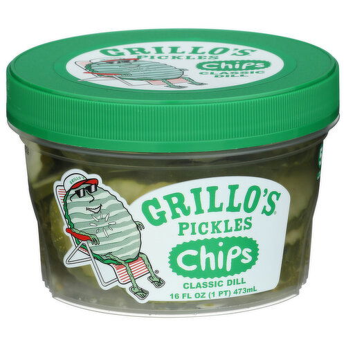 GRILLO'S PICKLES Dill The Og Sandwich Classic. Pickle Are Crinkle Cut For Maximum Crunch And Made With Only Garden-Fresh Ingredients Like Sliced Garlic Of Sprigs Our Pair Perfectly Guacamole, Hummus, Or Any Chip Dip. Find Us Chillin' In Refrigerated Section! Italian Chips - 16 Fluid Ounce